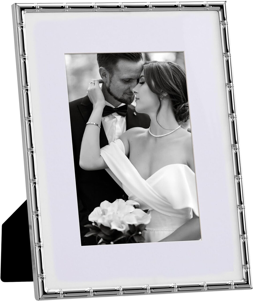 8x10 Metal Picture Frame with Real Glass Cover for Wall or Tabletop, Elegant Plated Photo Frames with Soft Touch Velvet Backing, Silver
